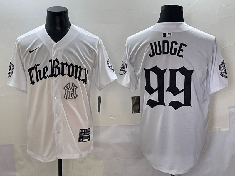 Men 2025 New York Yankees 99 Judge White Five generations Joint Name Nike MLB Jersey style 34